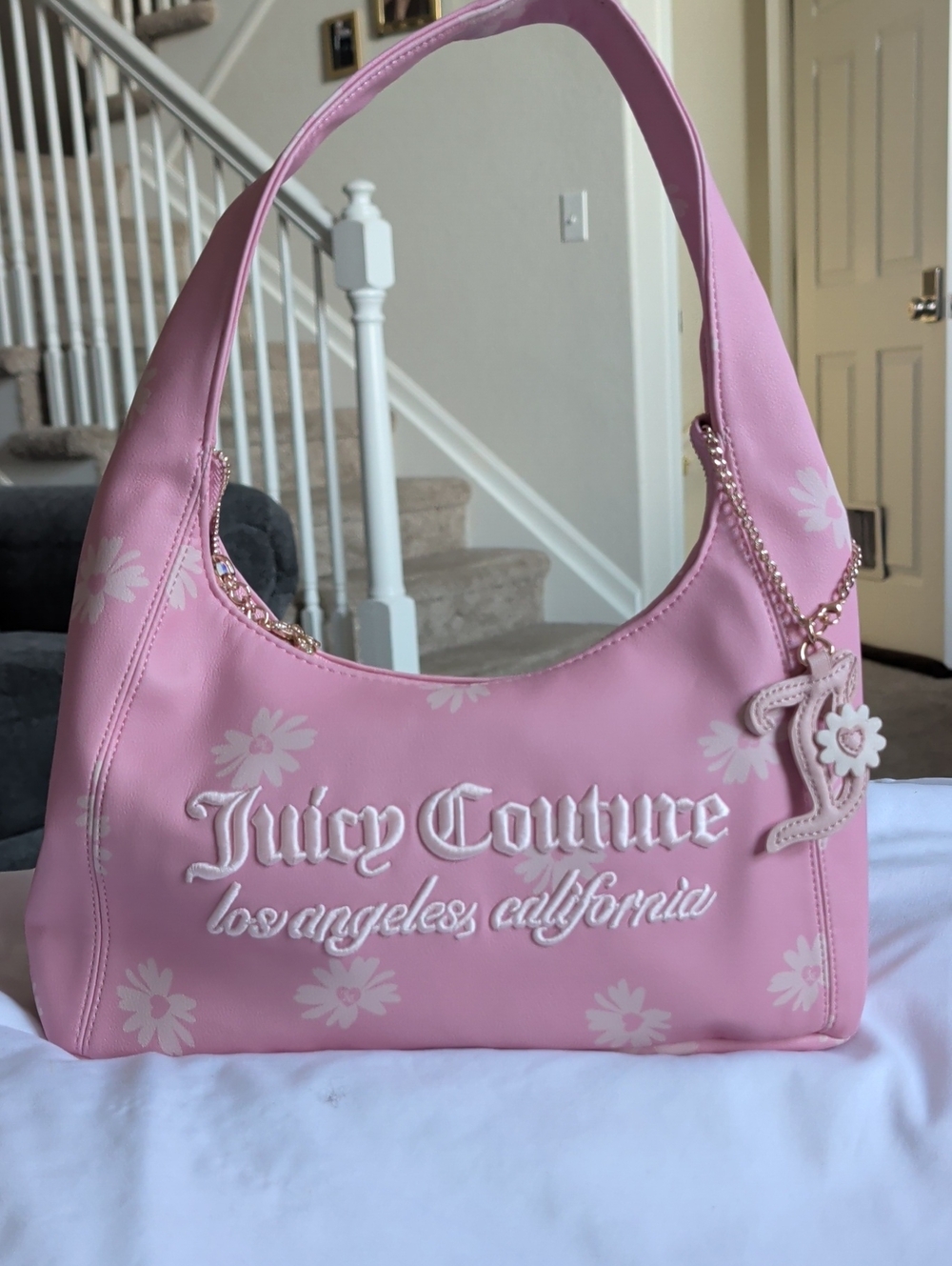 Juicy Couture Light Pink Daisy Logo Shoulder Bag